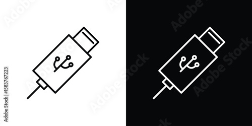 USB type c icon in outline style. Vector.