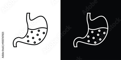 Stomach with Liquids icon in outline style. Vector.