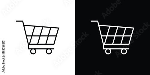 Shopping cart icon in outline style. Vector.
