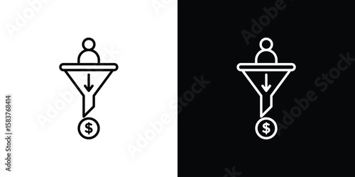 Sales funnel icon in outline style. Vector.