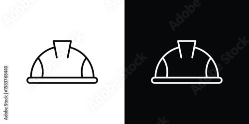 Safety helmet icon in outline style. Vector.