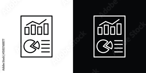 Quarterly report icon in outline style. Vector.