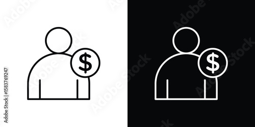 Personal loan icon in outline style. Vector.