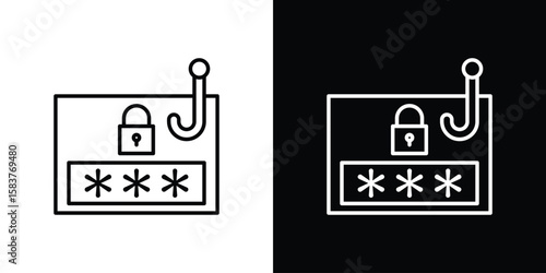 Password phishing icon in outline style. Vector.