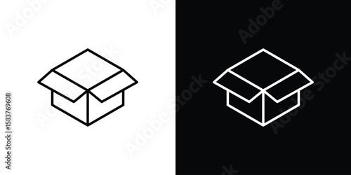 Open box icon in outline style. Vector.