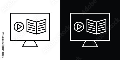 Online course icon in outline style. Vector.