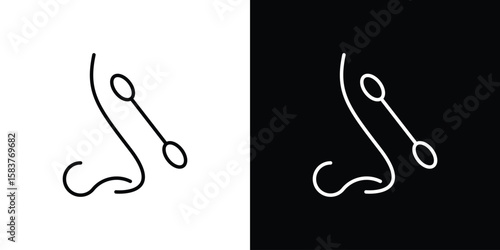 Nasal swab icon in outline style. Vector.