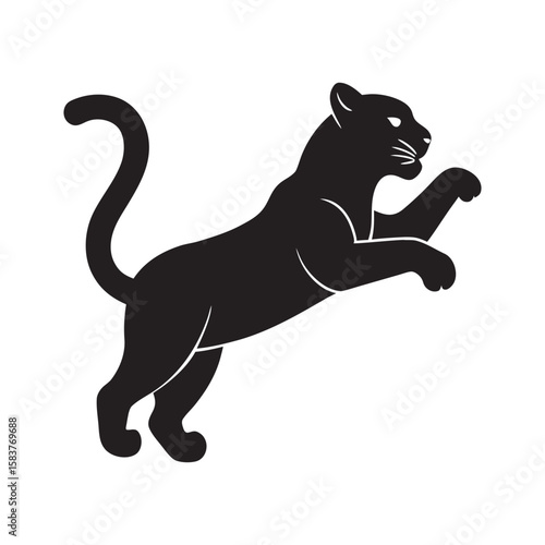 silhouette tiger cub jumping playfully
