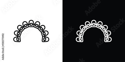 Lingual braces icon in outline style. Vector.