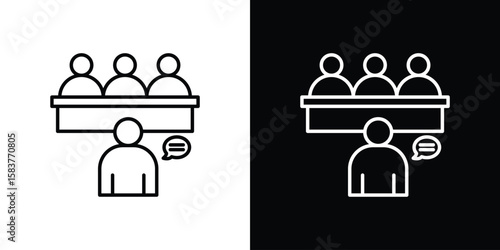 Job interview icon in outline style. Vector.