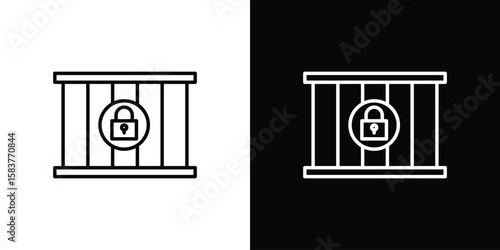 Jail icon in outline style. Vector.