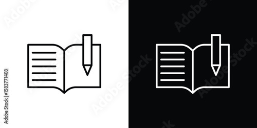 Homework icon in outline style. Vector.