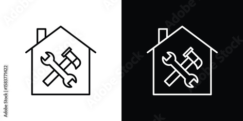 Home repair icon in outline style. Vector.