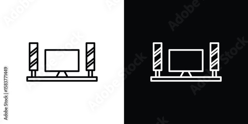 Home cinema icon in outline style. Vector.