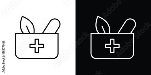Herbal medicine icon in outline style. Vector.