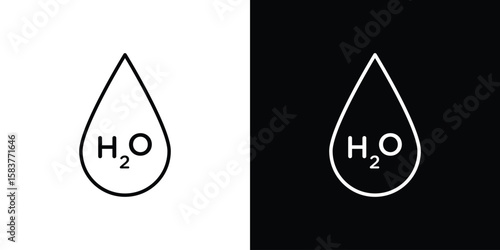 H2o icon in outline style. Vector.