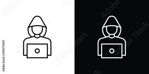 Hacker icon in outline style. Vector.