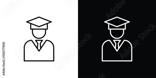 Graduated icon in outline style. Vector.