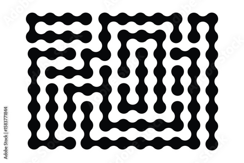 Geometric Maze Pattern with Round Edges for Minimalist Design Projects

