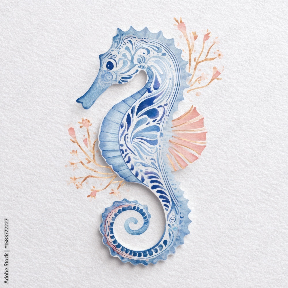 Fototapeta premium Ornate seahorse design