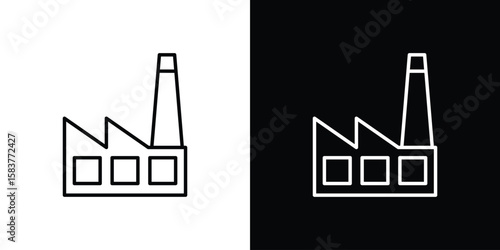 Factory icon in outline style. Vector.
