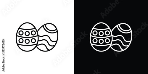 Easter eggs icon in outline style. Vector.