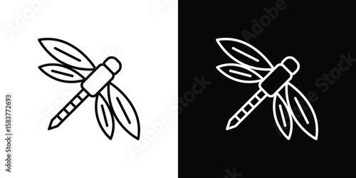 Dragon fly icon in outline style. Vector.