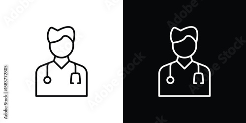 Doctor icon in outline style. Vector.