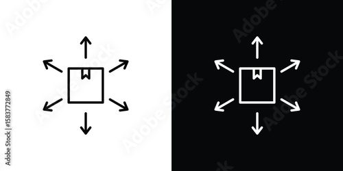 Distribution box icon in outline style. Vector.