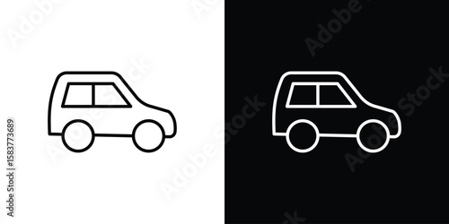 Compact car icon in outline style. Vector.