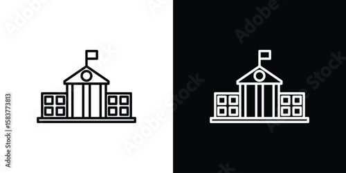 City hall icon in outline style. Vector.