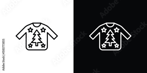 Christmas sweater icon in outline style. Vector.