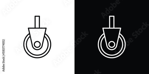 Cart trolley wheel icon in outline style. Vector.