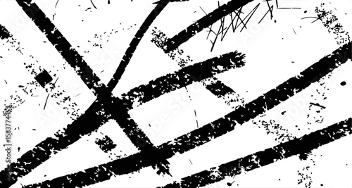 Abstract Chaos in Monochromatic Lines: A raw, graphical display of black lines and strokes dancing across the scene in a striking monochrome composition