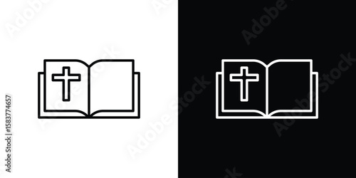 Bible icon in outline style. Vector.
