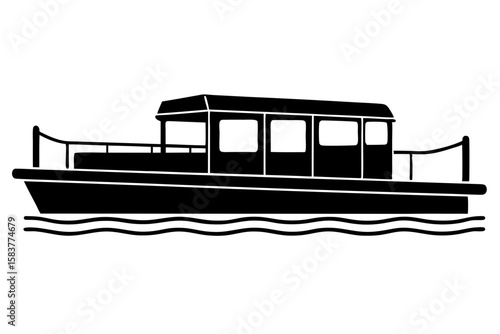 Simple Line Drawing Pontoon Silhouette for Marine Graphic Design