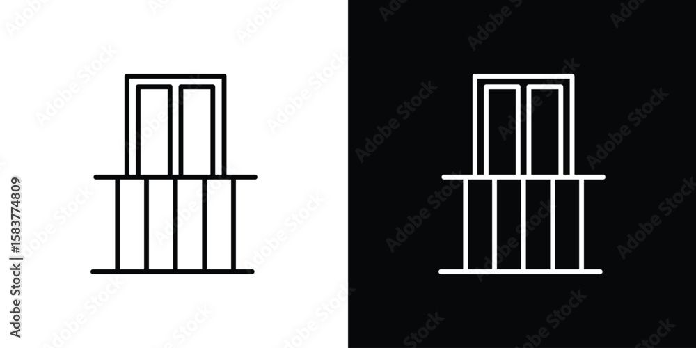Obraz premium Balcony icon in outline style. Vector.