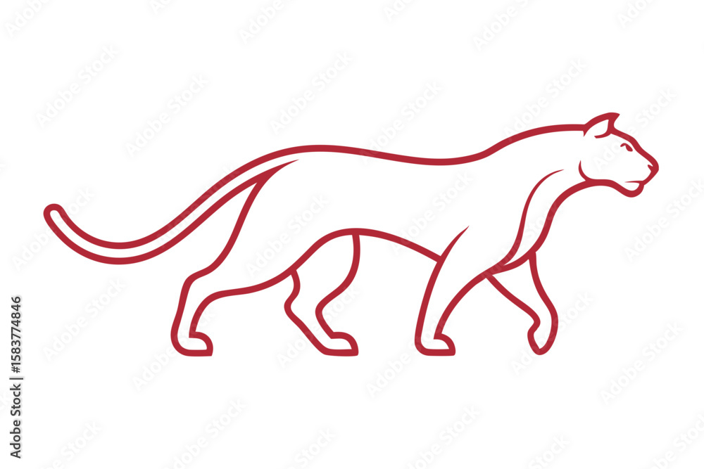 Fototapeta premium Elegant Panther Mascot Line Drawing Logo Modern Wildlife Art