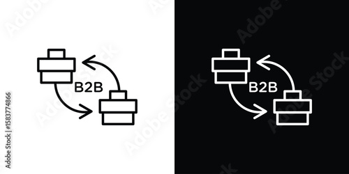 B2B icon in outline style. Vector.