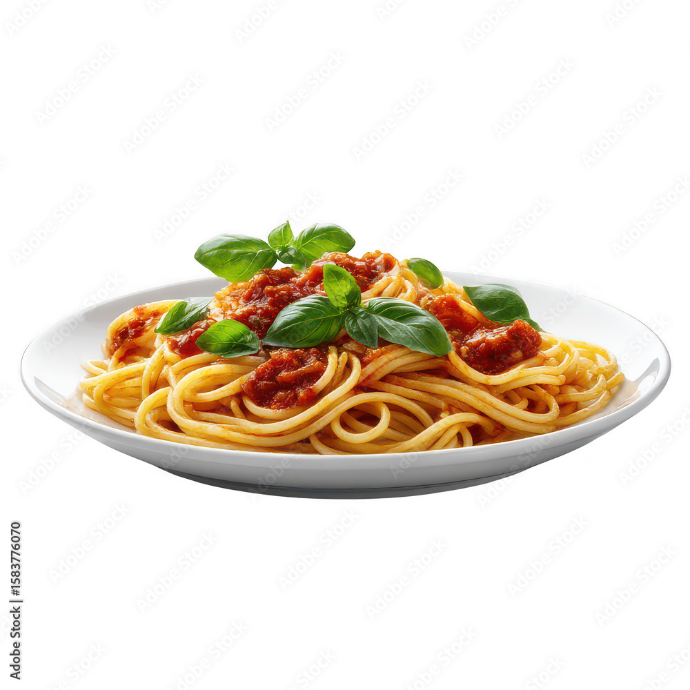 Spaghetti with Tomato Sauce and Basil isolated on a transparent background 1 Spaghetti with Tomato Sauce and Basil isolated on a transparent background 1