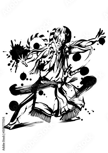 Kabuki Actor – Japanese Ink Sumi-e Art