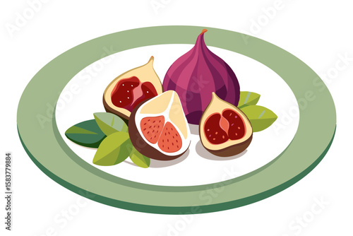 Luxury Gourmet Plate of Figs Pomegranate Seeds Almonds Fine Dining