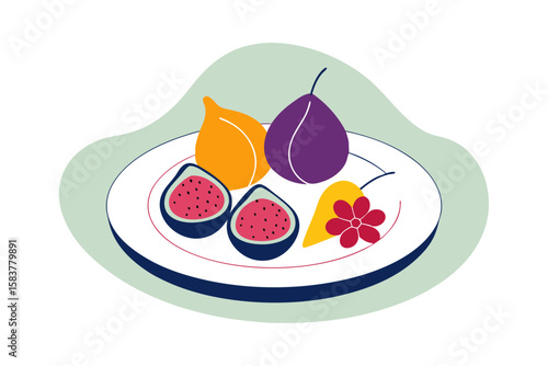 Beautiful Gourmet Plate with Figs Pomegranate Seeds Almonds for Events