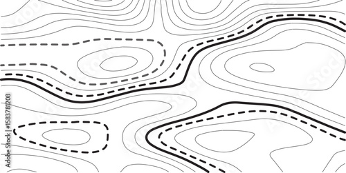 Topographic map background geographic line map with elevation assignments. Modern design with White background with topographic wavy pattern design.paper texture Imitation of a geographical map shades