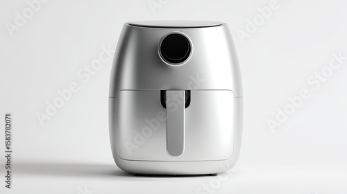 Silver air fryer on a plain background