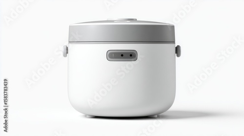 Modern white and grey rice cooker, front view