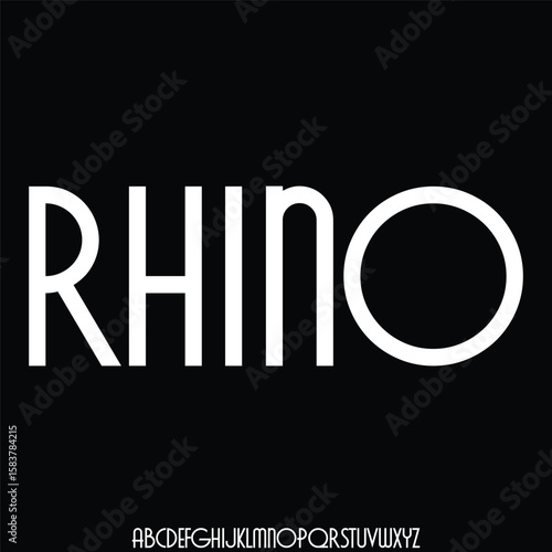 Modern strong rhino condensed alphabet display font vector illustration