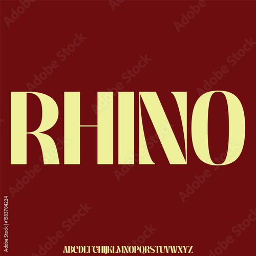 Modern strong rhino condensed alphabet display font vector illustration