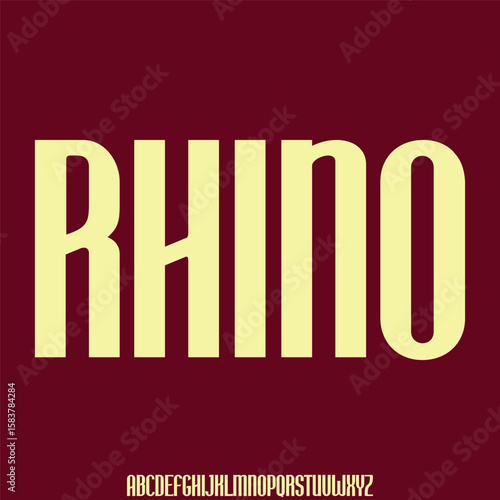 Modern strong rhino condensed alphabet display font vector illustration