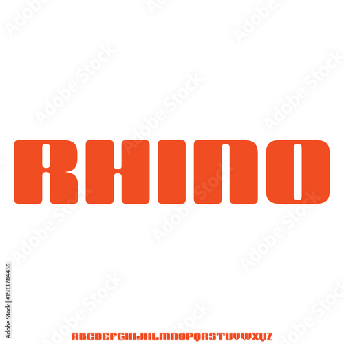 Modern strong rhino condensed alphabet display font vector illustration